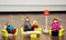 Cute family of the wooden figures, retro toys