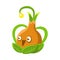 Cute fantastic orange plant character shape of a bulb, nature element cartoon vector Illustration