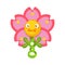 Cute fantastic pink flower plant character, nature element cartoon vector Illustration i