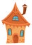 Cute fantasy cottage. Cartoon house. Fairytale building