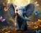 cute fantasy elephant with big butterfly ears.