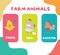 Cute farm animal flashcards