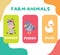 Cute farm animal flashcards