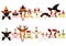 Cute farm animals border set, with Halloween costumes and with Christmas costumes