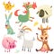 Cute farm baby animals set collection. Vector illustration of cow, horse, chicken, bunny rabbit, pig, goat and sheep.