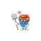 Cute Farmer chocolate love cupcake cartoon mascot with hat and tools