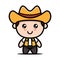 Cute farmer cowboy mascot design illustration kawaii
