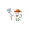 Cute Farmer white hoppang cartoon mascot with hat and tools