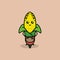 Cute farming corn character design illustration
