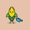 Cute farming corn character design illustration