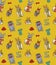 Cute fashion hipster rabbits pets seamless pattern