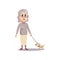 Cute fashion old senior woman with small dog
