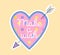 Cute fashion patch with make a wish lettering in pink heart