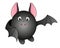 A cute fat bat with big ears is a funny children`s vector character for children`s things about animals or Halloween illustrations
