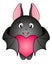 Cute fat bat hugs a heart - vector full color illustration. A bat in love - a funny illustration for children. Valentine`s Day is