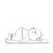 Cute fat cat does yoga pose Shavasana. Yoga for everyone. Character design or mascot, stickers