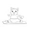 Cute fat cat does yoga, sits on the splits. Yoga for everyone. Character design or mascot, stickers