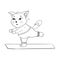 Cute fat cat doing yoga, one leg stand. Yoga for everyone. Character design or mascot, stickers