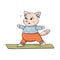 Cute fat cat doing yoga. Yoga for everyone. Character image or mascot, stickers