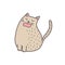 Cute fat cat sitting and meowing isolated element. Feline character