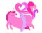 Cute Fat Flying Unicorn Cartoon Baby Animal Vector Pink Color with Heart Tale and Ballerina pack. Girl Sport character, perfect