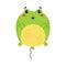 Cute Fat Green Frog or Toad Character Floating in the Air as Inflated Balloon Vector Illustration