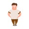 Cute fat man in sport clothes ready for gymnastic