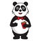 Cute fat panda mascot cartoon character illustration eating peanut snacks