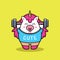 cute fat unicorn gym fitness cartoon