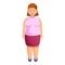 Cute fat woman icon, cartoon style
