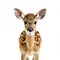 Cute fawn isolated on white background, created with generative AI