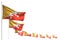 Cute feast flag 3d illustration - Bhutan isolated flags placed diagonal, image with bokeh and space for content