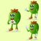 Cute Feijoa characters making playful hand signs