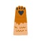 Cute feline paw with soft heart-shaped pad. Ginger cat's hand raised up, gesturing hi. Adorable delicate furry foot of