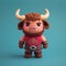 Cute Felt Minotaur Toy With Long Horns