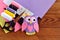 Cute felt owl toy. Scissors, sheets of felt, thread, needles - sewing kit. Step. Creating simple things to practice hand sewing