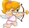 Cute Female Cupid Baby Cartoon Character With Bow And Arrow Flying