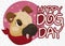 Cute Female Dog with Scarf and Hearts Celebrating Dog Day, Vector Illustration
