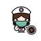 Cute female nurse cartoon character wearing a health mask to fight the virus