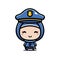 Cute female police cartoon characters wearing full police costumes and hijabs