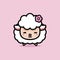 Cute female sheep animal cartoon character with flower on her head