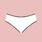 Cute female white panties. Trendy thongs icon. Women underwear element. Feminine symbol, template modern design for