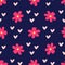 Cute feminine seamless pattern with flowers and hearts. Repeated girly print.