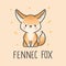 Cute Fennec Fox cartoon hand drawn style