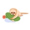 Cute ferret holding blooming cactus. Adorable funny weasel with plant. Sweet lovely stoat animal. Colored flat cartoon