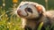 cute ferret on the summer lawn day beautiful looking design nature character