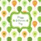 Cute festive background with ballons and clover on white background. Happy Saint Patrick`s Day card.
