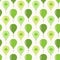 Cute festive seamless background with ballons and clover on white