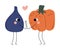 Cute Fig and Pumpkin Holding Hands, Cheerful Vegetable and Fruit Characters with Funny Faces, Best Friends, Happy Couple
