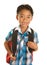 Cute Filipino Boy on White Background with Backpack